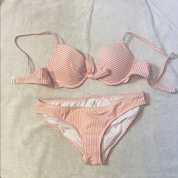 J. Crew Other - J. Crew Coral and White Striped Bikini